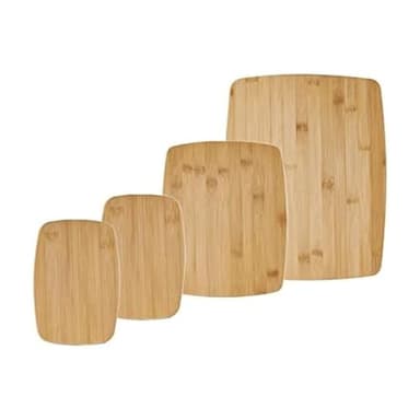 FARBERWARE 4-Piece Reversible Bamboo Cutting Board and Charcuterie Set, Assorted Sizes, Durable Wood Serving Boards for Cheese, Meats, and Prep - Image 1