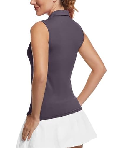 MathCat Women's Sleeveless Golf Shirts UPF 50+ Quickly Dry Tennis Polo Lightweight Sports Athletic Tank Tops Grey Purple - Image 3