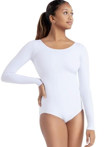 Capezio Women's Long Sleeve Leotard,White,Large - Image 1