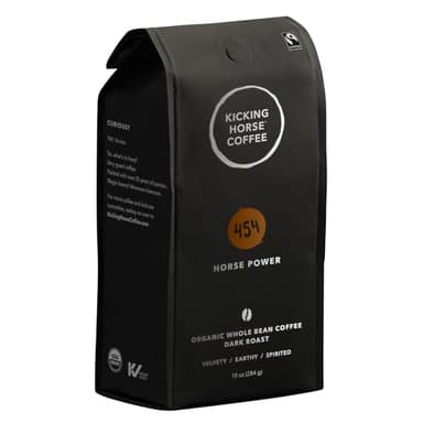 Kicking Horse Coffee, 454 Horse Power, Dark Roast, Whole Bean, 10 oz - Certified Organic, Fairtrade, Kosher Coffee - Image 1