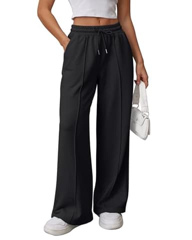 ATHMILE Lounge Pants Women High Waisted Baggy Pants Drawstring Athletic Joggers Sweatpants Teen Girl Clothes Black - Image 1