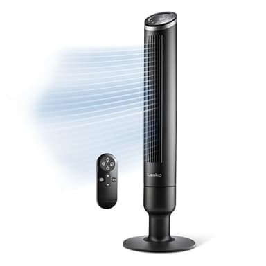 LASKO Apex Tower Fans Oscillating Quiet 42" - 29 ft/s Airflow, 28 dB, 90° Oscillation, 12H Timer, Air Filter for Hair & Dust, Remote, Black, Floor Fans for Home Bedroom, RST200 - Image 1
