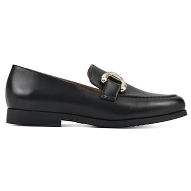 WHITE MOUNTAIN Women's Cassino Moc Toe Loafer, Black/Leather, 6 M - Image 3