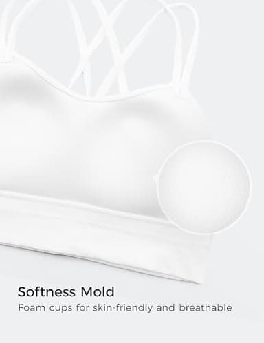 CRZ YOGA Softness Mold Womens Butterluxe Strappy Longline Sports Bra - Double Spaghetti Strap Workout Yoga Crop Top Athletic White Medium - Image 3