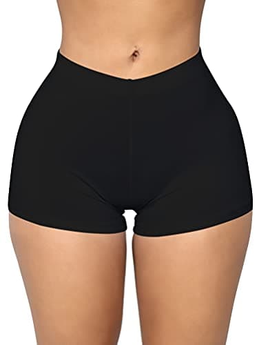 BORIFLORS Women's Sexy Workout Gym Biker Elastic Waist Booty Shorts, Medium,Black - Image 1