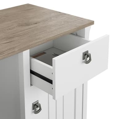 Bush Furniture Salinas Computer Desk with Hutch | Study Table with Drawers, Cabinets & Pullout Keyboard/Laptop Tray | Modern Home Office Desk in Pure White and Shiplap Gray | Work Desk with Storage - Image 6