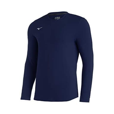 Mizuno Youth Comp Diamond Long sleeve Crew, Navy, Small - Image 1