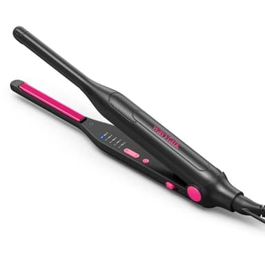 Wavytalk Small Flat Iron for Short Hair/Pixie Cut/Bangs/Edges, 3/10" Pencil Flat Iron, Mini Hair Straightener with Anti-Pinch Design, Dual Voltage, Hot Pink - Image 1
