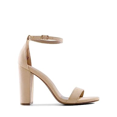 DREAM PAIRS Womens Hi-Chunk High Heel Pump Sandal Nude Suede - 8.5 - Image 3