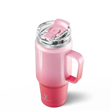 Meoky 32 oz Tumbler with Handle, Insulated Tumbler with Lid and Straw, Stainless Steel Travel Mug, 100% Leak Proof, Keeps Cold for 24 Hours or Hot for 8 Hours, Fits in Car Cup Holder (Flamingo) - Image 1