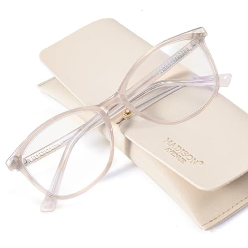 Madison Avenue TR90 Blue Light Blocking Glasses Anti Eyestrain UV Glare Blue Light Glasses for Women TV Phone Computer Gaming Eyeglasses (Nude Pink) - Image 1