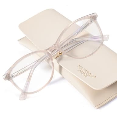 Madison Avenue TR90 Blue Light Blocking Glasses Anti Eyestrain UV Glare Blue Light Glasses for Women TV Phone Computer Gaming Eyeglasses (Nude Pink) - Image 1