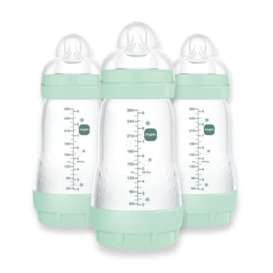 MAM 9oz Easy Start Anti-Colic Baby Bottles, Medium Flow, Breastfeeding-Like Silicone Nipple, Reduces Colic, Gas, & Reflux, Easy-to-Clean, BPA-Free, Baby Bottles for Newborns, 2+ Months - Image 1