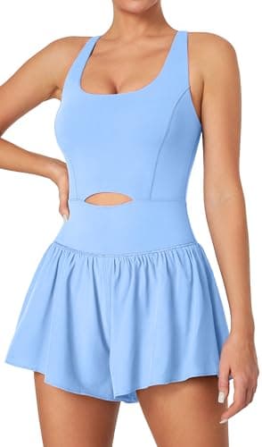 IUGA Athletic Romper Tummy Control Padded Workout Romper with Shorts Running Onesie Jumpsuits Summer Outfits Set Gym Clothes - Image 1
