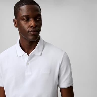 Calvin Klein Men's Stretch Pique Solid Tipped Polo Brilliant White - Image 4