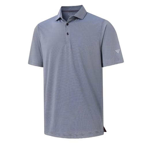 MAELREG Golf Polo Shirts for Men Pencil Pin Stripe Lightweight Breathable Moisture Wicking Dry Fit Casual Mens Polo - Image 1