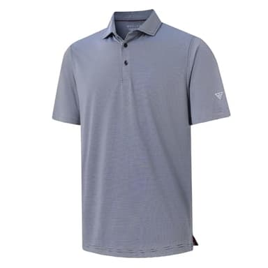 MAELREG Golf Polo Shirts for Men Pencil Pin Stripe Lightweight Breathable Moisture Wicking Dry Fit Casual Mens Polo - Image 1
