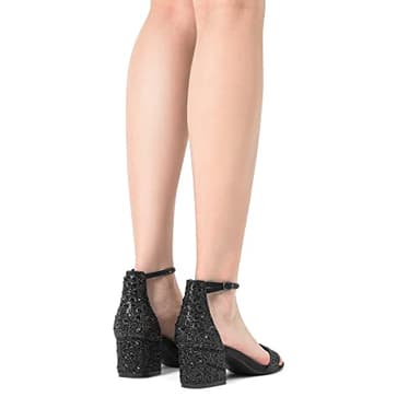 DREAM PAIRS Womens Low-Chunk Low Heel Pump Sandal,Size 7.5,Black/Rhinestone,LOW-CHUNK - Image 6