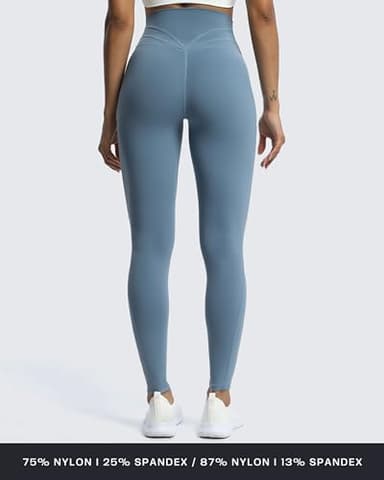 Aoxjox High Waisted Workout Leggings for Women Trinity Yoga Pants 26.5" (Steel Blue, Medium) - Image 4