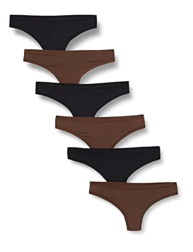 Amazon Essentials Women's Microfiber Underwear (Hipster & Thong, Available in Plus Size), Pack of 6, Black/Rich Hazel, Medium - Image 1