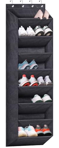 SLEEPING LAMB Over The Door Shoe Organizer for Closet with Large Deep Pockets, Narrow Shoe Rack for Door Hanging Boots Storage, Black - Image 1