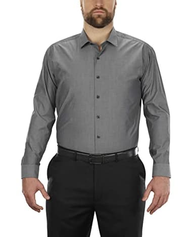 Unlisted by Kenneth Cole mens Big and Tall Solid Dress Shirt, Graphite, 18.5 Neck 37 -38 Sleeve US - Image 1