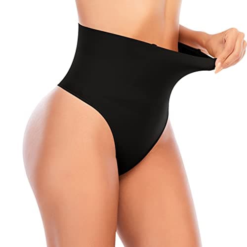 Tummy Control Thong Shapewear for Women High Waisted Panties Girdle Seamless Shaping Body Shaper Underwear (A# Black-5,M) - Image 1