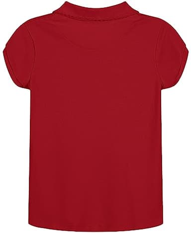Nautica Girls' School Uniform Short Sleeve Polo Shirt, Button Closure, Soft Pique Fabric, Red, 4T - Image 2