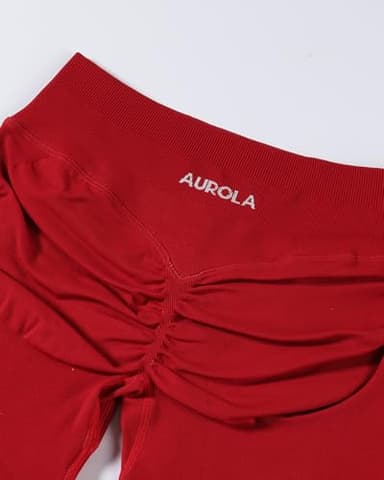 AUROLA Influence Collection Workout Shorts for Women,No Roll Up New Scrunch SeamlessGym Short-3.5" Inseam, Chili Red, S - Image 2