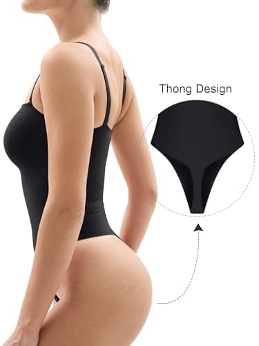 SHAPERX Strapless Bodysuit for Women Tummy Control Seamless Shapewear Thong Body Shaper with Invisible & Removable Straps,SZ5216-Black-L/XL - Image 2