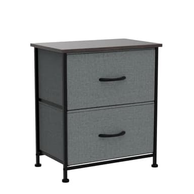 WLIVE Night Stand Set 2, Dresser and Nightstand Sets, Small Dresser for Bedroom with 2 Drawers, End Table with Fabric Bins for Closet, Bedside Furniture, College Dorm, Dark Grey - Image 4