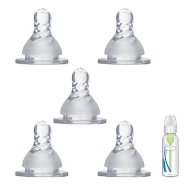 5 Pack Silicone Nipple Compatible with Dr. Brown’s Natural Bottle,Replacement Silicone Bottle Nipple, Durable and Soft Nipple, Ideal for Breast to Bottle Transition (Level 2, Medium Flow) - Image 1