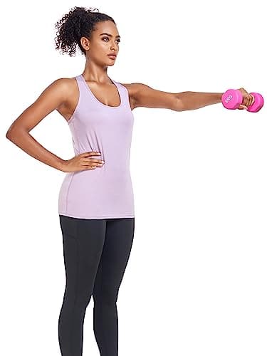 TELALEO 5 Pack Workout Tank Tops for Women, Athletic Racerback Sports Tank Top, Loose Sleeveless Dry Fit Shirts Black/Grey/White/Red/Purple M - Image 4