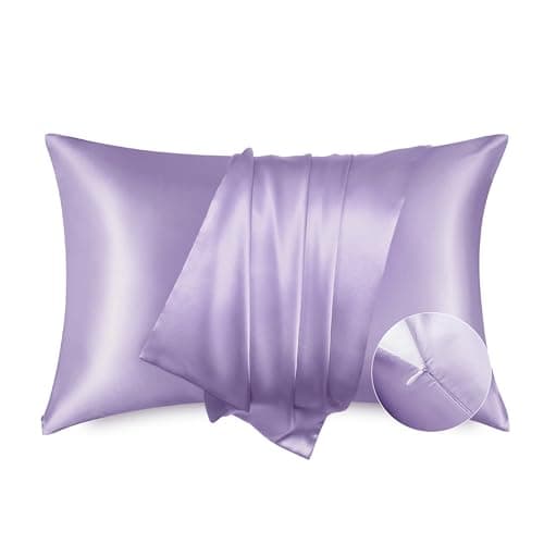 Bedsure Satin Pillowcase for Hair - Lavender Satin Pillow Cases Standard Size with Zipper 2 Pack, Similar to Silk Pillow Cases for Skin, Silky & Soft, Gifts for Women Men, 20x26 Inches - Image 1