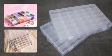 2Pcs Clear Visible Plastic Storage Box- Rectangular Storage Box, Suitable For Beads, Screws Hardware Accessories Organizer Box Art DIY, Crafts, Jewelry, Fishing Tackle, With Label Stickers (36Grids) - Image 5