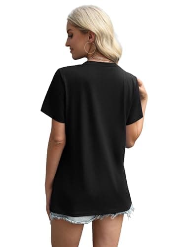 Womens T Shirts Short Sleeve Summer Tops Dressy Casual Work Clothes Loose Trendy Beach Vacation Cothes Black XL - Image 4