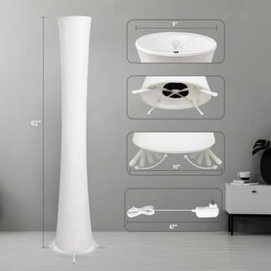 dotanddot Floor Lamp, RGB Color Changing, Smart Control Music Sync with Fabric Shade, Standing Lamp for Living Room Bedroom Game Room, 62 inch - Image 6