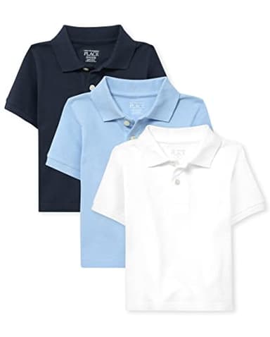 The Children's Place Baby Boys and Toddler Short Sleeve Pique Polo Shirt, Nautico/White/Brook 3-Pack, 18-24 Months US - Image 1