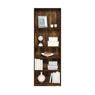 Furinno Jaya Simply Home Adjustable Shelf Bookcase, 5-Tier, Amber Pine - Image 4