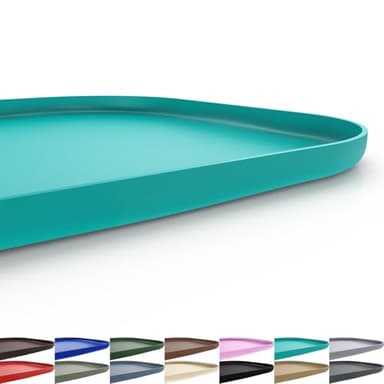 SMILOOL Silicone Pet Feeding Mat with Raised Edge for Food and Water, Dog Bowl Mats, Cat Bowls Placemat with High Lip for Floor Waterproof, Rubber Tray for Cats and Dogs 24 x 16 x0.8 Dark Turquoise - Image 1