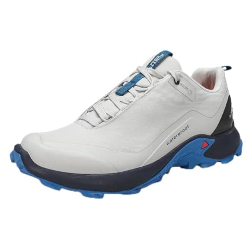 HUMTTO Men's All-Terrain Waterproof Hiking Shoes Lightweight Breathable Trekking Trails Shoes Anti Slip Outdoor Shoes 12 Light Grey - Image 1
