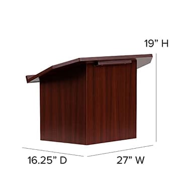 Flash Furniture Mysta Portable Tabletop Lectern with Hinged Foldable Base and Slanted Tabletop in Mahogany - Image 3
