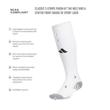 adidas Copa Zone Cushion 5 OTC, Soccer, Mens Compression Workout Socks, Over The Calf, White/White, Large (1 Pair) - Image 2