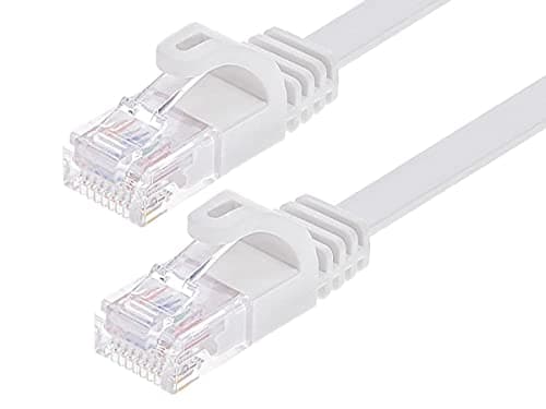Monoprice Cat6 25ft White Flat Patch Cable UTP 30AWG 550MHz Pure Bare Copper Snagless RJ45 Flexboot Series Ethernet Cable - Image 1