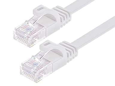 Monoprice Cat6 25ft White Flat Patch Cable UTP 30AWG 550MHz Pure Bare Copper Snagless RJ45 Flexboot Series Ethernet Cable - Image 1