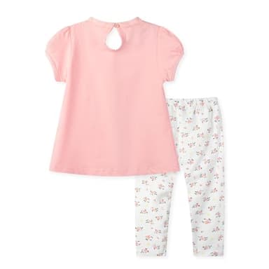 HILEELANG Toddler Girl Easter T-Shirt Leggings Outfit Set Summer Cotton Pink Flower Bunny Rabbit Leggings Spring Clothing Sets Size 7 - Image 2