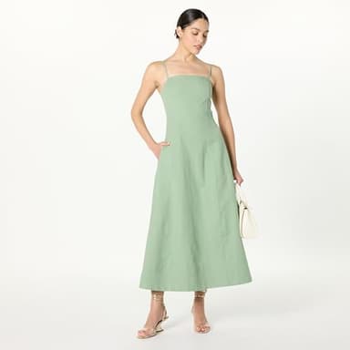 The Drop Women’s Daphne Square Neck Linen Maxi Dress, Iceberg Green, M - Image 4