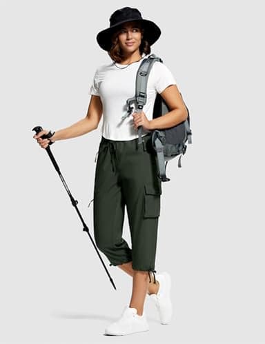 ISEEGZ Hiking Capris for Women with Pockets Lightweight Quick Dry Cargo Capri Travel Pants Women Casual Women's Capris - Image 4