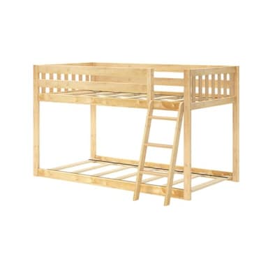 Max & Lily Fundamental Twin Low Bunk Bed, Kids Solid Wood Modern Bed Frame with Strong Wooden Slats, Non-Toxic Finishes, High Weight Capacity, Natural - Image 6