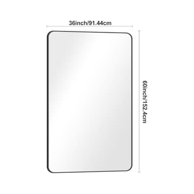 BONEWEI 60x36 inch Large Bathroom Mirror,Black Rectangle Mirror,Wall Mounted Bathroom Frame Vanity Mirror with Round Corner for Bedroom Living Room, Entryway Hangs Horizontal or Vertical - Image 7